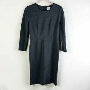 J. Crew Charcoal Grey 3/4 Sleeve Dress knee length Jewel neck size 00